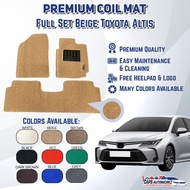 TOYOTA ALTIS Premium Customized Single Color Coil Car Mats | Car Floor Mats / Carpet Carmat