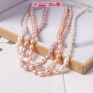 Fashion 8mm Rice Pearl Necklace with 926 Silver Buckle - Truong Thinh Pearl