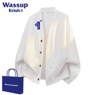 WASSUP KRISH | เสื้อสเวตเตอร์คอวีลายเพชรสำหรับผู้ชาย