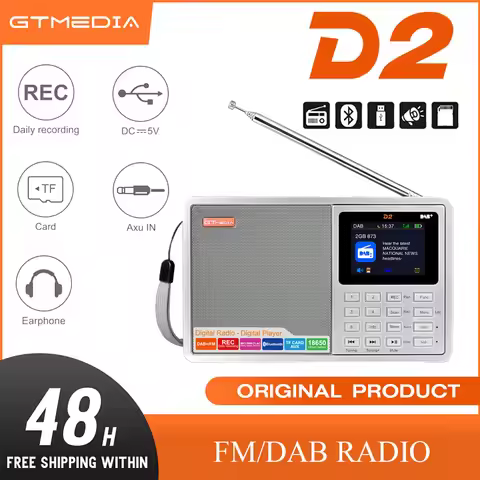 GTMEDIA D2 Portable radio 2.4 inch TFT color display DAB+/FM RDS wavebands Radio Support DAB+ and FM