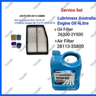 Kia Optima K5 Hyundai Sonata NU 2.4 (Lubrimaxx 10W40 Semi Engine Oil 4L +Oil Filter 26300-2Y500 +Air