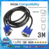 VGA Male to Male Cable 300cm / 3m 3 Meter Silver Plated/ Good Quality