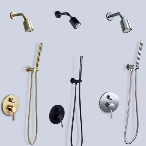Chrome Shower Faucet Handheld 2 Ways Shower Set Concealed Valve High Pressure Rain Head Embed Box Wa