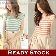 🛒 READY STOCK 🛒 Fashionhomez 0670 Stripe Sleeve Dress