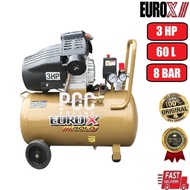 EuroX EAW8060G Air Compressor Compressor Angin 3HP 60L 8Bar (Twin Piston)