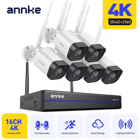 Annke 8MP Wireless CCTV System 16CH NVR Video Surveillance Kit Two Way Audio poe camera 2/4/6 PCS 4K