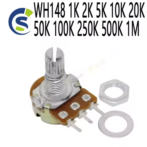10pcs 3pin 6pin 15mm B1K B2K B5K B10K B20K B50K B100K B250K B500K B1M Potentiometer WH148 1K 2K 5K 1