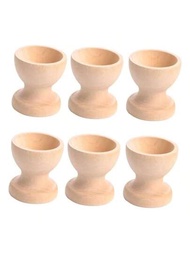 6入組木製蛋杯架,復活節蛋顯示支架,裝飾性蛋殼,早餐蛋托盤