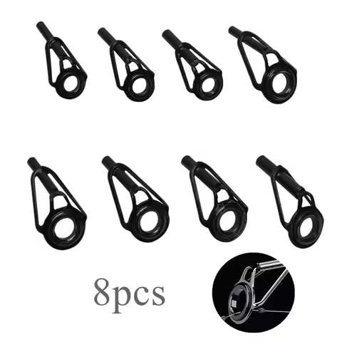8pcs/lot 8 Sizes Stainless Steel & Ceramics Lure Fishing Rod Guides Circle, Mixed Sizes Fishing Pole