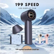 ( 199 Speed ) T12 Level 199 Speeds Adjustable Fan Super High Speed Rechargeable Desktop Handheld Fan