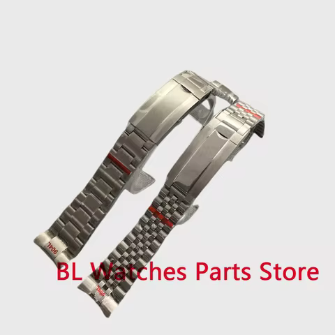 BLIGER 21mm Watch Bracelet Fit 43mm Case Center 904L Solid Stainless Steel Watch Band Folding Buckle
