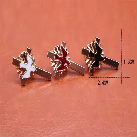 Catholic cross peace dove brooch, 12 pieces / golden Jesus Christ cross, dove of peace. Butterfly bu