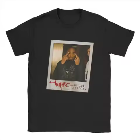 Men T-Shirts T-Tupac Trust Nobody Photo Humorous Pure Cotton Tees Short Sleeve 2pac Hip Hop Y2K Hara