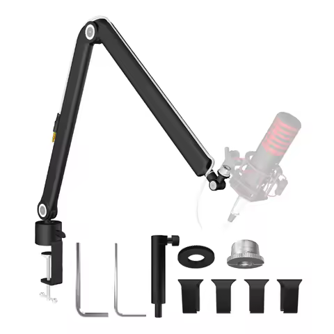 AK-22 Microphone arm bracket, Foldable Mic bracket with extension rod、desktop installation cable man