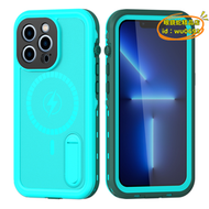 【優選】適用於13promax手機殼iphone12磁吸無線充電保護套支架全包殼