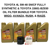 TOYOTA Genuine Engine Oil 5W40 Fully Synthetic Change Oil Bundle For WIGO RUSH AVANZA RAIZE (w/ Toyota Oil Filter 15601-BZ030)