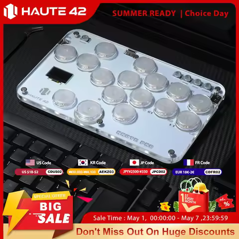 Haute42 Arcade Joystick Hitbox Leverless Controller Fight Sticks For PC / Ps4 /Switch Mini Hitbox Fi