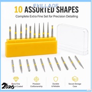 FKILLA0FSB Precision Diamond Burs, 10 Pcs Set Yellow Ring Diamond Polishing Burs, FG 1.6mm Shank Pol