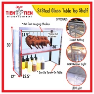 TIEN TIEN Stainless Steel Glass Table Top Shelf  Rak Jual Makanan Food Display Rack Rak Burger Mee S