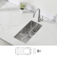 ZUHNE Modena 10 x 18 Inch Undermount Single Bowl 16 Gauge Stainless Steel Kitchen Prep and Bar Sink