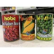[fobs76-InstantShip] HALAL Hobe Food Hawk Brand Cap Lang Sweet Corn Jagung Manis & Red Kidney Beans 