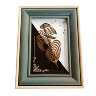 ICube Op-Art Flow-Diagonal Original Art NaturalChord Certificate Frame Kayu Solid