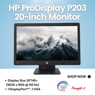 มือสอง หน้าจอคอมพิวเตอร์ HP Pro display P203 ขนาดจอ 20 นิ้ว มือสองพร้อมใช้งาน มีรับประกันทางร้าน