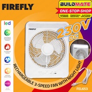 FIREFLY 12" Rechargeable 3 Speed Fan with Night Light FEL-653 FEL653 - BUILDMATE -