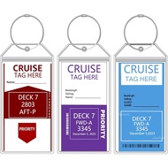 Cruise Luggage Tags (3 Pack, 7.7IN*3.74IN) - Clear, Wide Holders with Waterproof Zip, Reusable Steel
