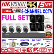 HIKVISION 5MP Full Set 8-CHANNEL Full HD 1920P HIK CCTV 8CH DVR + Camera + 1TB HDD + Power Supply + 
