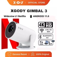 XGODY Gimbal 3 Android 11.0 Portable Projector Ultra HD 1080P LCD Smart Mini Projecter Support 4K Bl