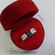 cincin lelaki permata petak blue sapphire silver 925, cincin lelaki perak925 biru gelap zircon, silv