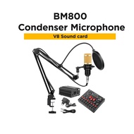 KL Ship Full Set BM-800 (FREE USB Sound Adaptor) BM800 Condenser Microphone Studio Recording Broadca