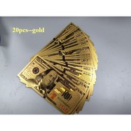 Free Shipping 20/50/100pcs USD 100 Dollars 24k Gold Foil Golden USD 100 Dollar Fake Bills Paper Mone