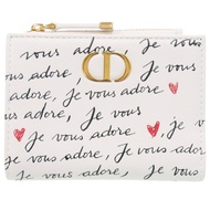 近全新 Dior Caro Dahlia 心型皮革白色對折皮夾 1344 [二手] Dior