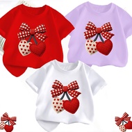 3D Love Ribbon Girls' T-Shirt Tops Ages 1-10 Girls' T-Shirts Ages 1-10 Years
