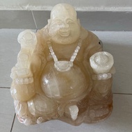 Natural white calciumden stone Maitreya Buddha weighs 17 kg
