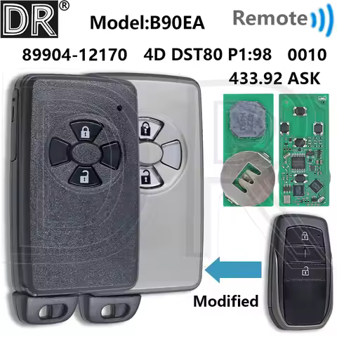 Great 89904-12170 4D DST80 P1:98 433.92ASK Board:61A544-0010 B90EA Proximity Car Remote Key For Toyo