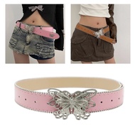 NICE Y2K Waist Belt Cool Girls Butterfly Buckle Belt for Shorts Women Accessories