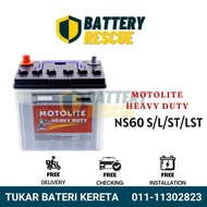 [Installation Provided] NS60 | NS60S | NS60L | NS60LS | Motolite Heavy Duty WET Car Battery Bateri Kereta | Saga Wira