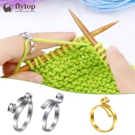 FLYTOP 2Pcs Adjustable Knitting Crochet Loop Ring Thread Wrapped Ring Knitted Yarn Ring Sewing Tools