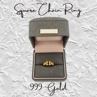 999 Gold Square Chain Ring