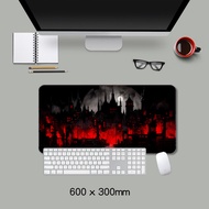 Horror Desk Decor Gothic Town at Night Red and Black Desk Mat Mousepad Extended Mousepad Large Gamin