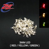 3mm LED Light Bulb Emitting Diode Clear Case (Green/ Red/ Yellow) (1000754)