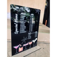 Acrylic list menu size A5 uv print