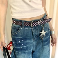Have u shop Y2K Millennium Hot Girl Style Contrast Color Star Belt Female Retro Abby Style Niche Mat