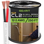 GearIT 12/2 Speaker Wire (250 Feet) 12AWG Gauge - in Wall Audio Speaker Wire Cable / CL2 Rated / 2 C