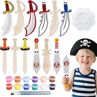 RICKMASK Wooden Sword Children's Pirate Swords Made of Wood: Pack of 12 Wooden Swords with 12 Colour