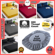 Cadar Bedsheet Premium Aloe Cotton Plain Colour Fully Fitted Bed Sheet Cover Thick Mattress Single/S