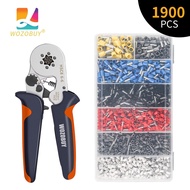 Ferrule Crimping Tool Kit, WOZOBUY Self-adjustable Ratchet Wire Crimping Tool Kit Crimper Plier Set with 1900PCS Wire Terminals